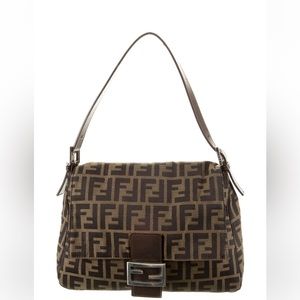 Fendi Leather-Trimmed Zucca Mama Forever Baguette